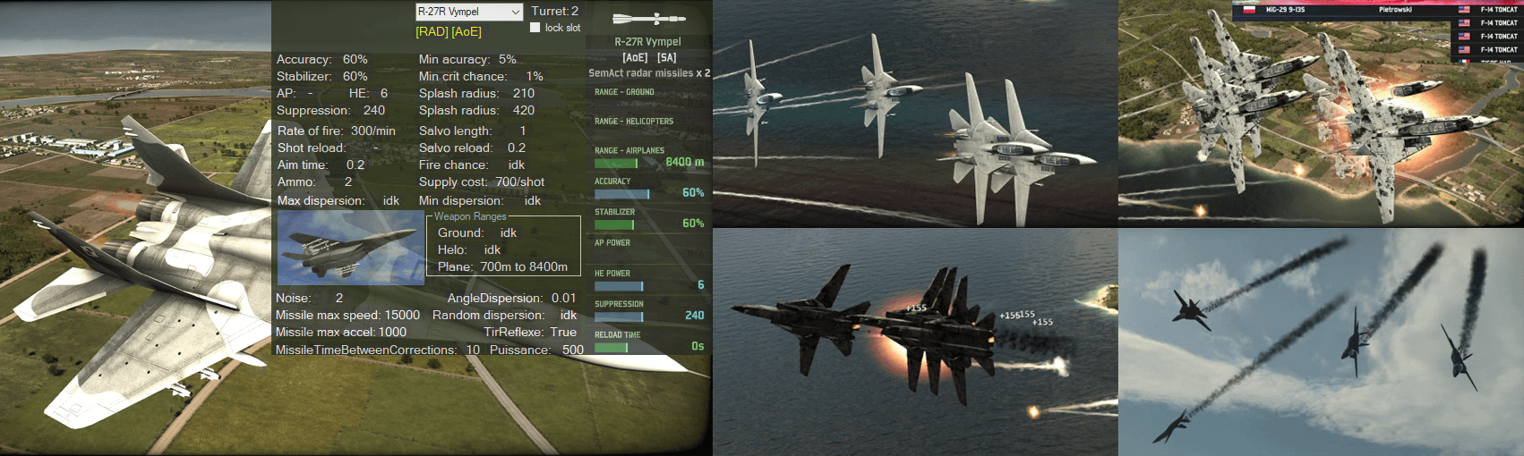 R-27R Vympel Stats & 4xTomcat kill wit [AoE] from a missile
